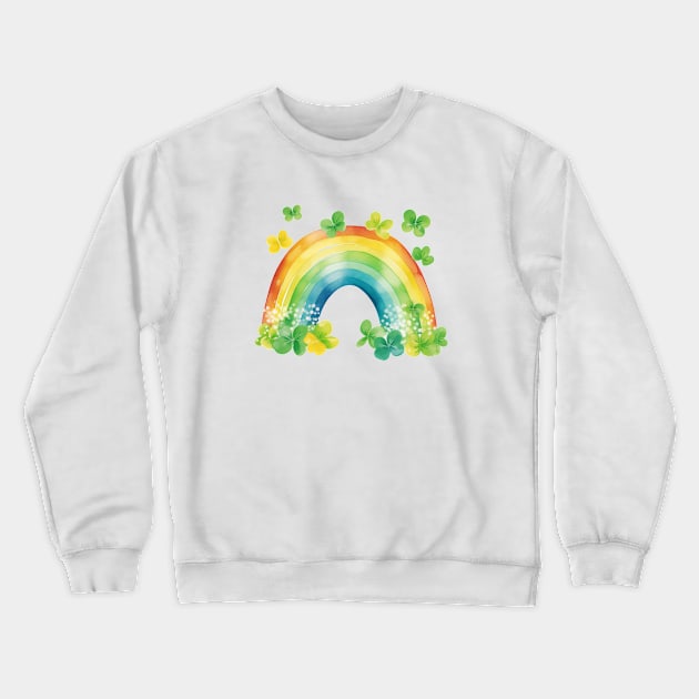 Watercolor St patricks day Rainbow Crewneck Sweatshirt by Minimal Blue